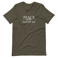 Peace Over Pleasure in White Unisex T-Shirt